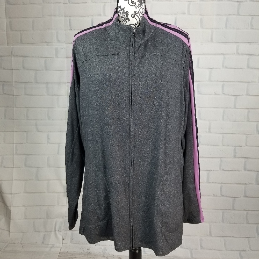 Logo long sleeve stretch zip front jacket size 2x